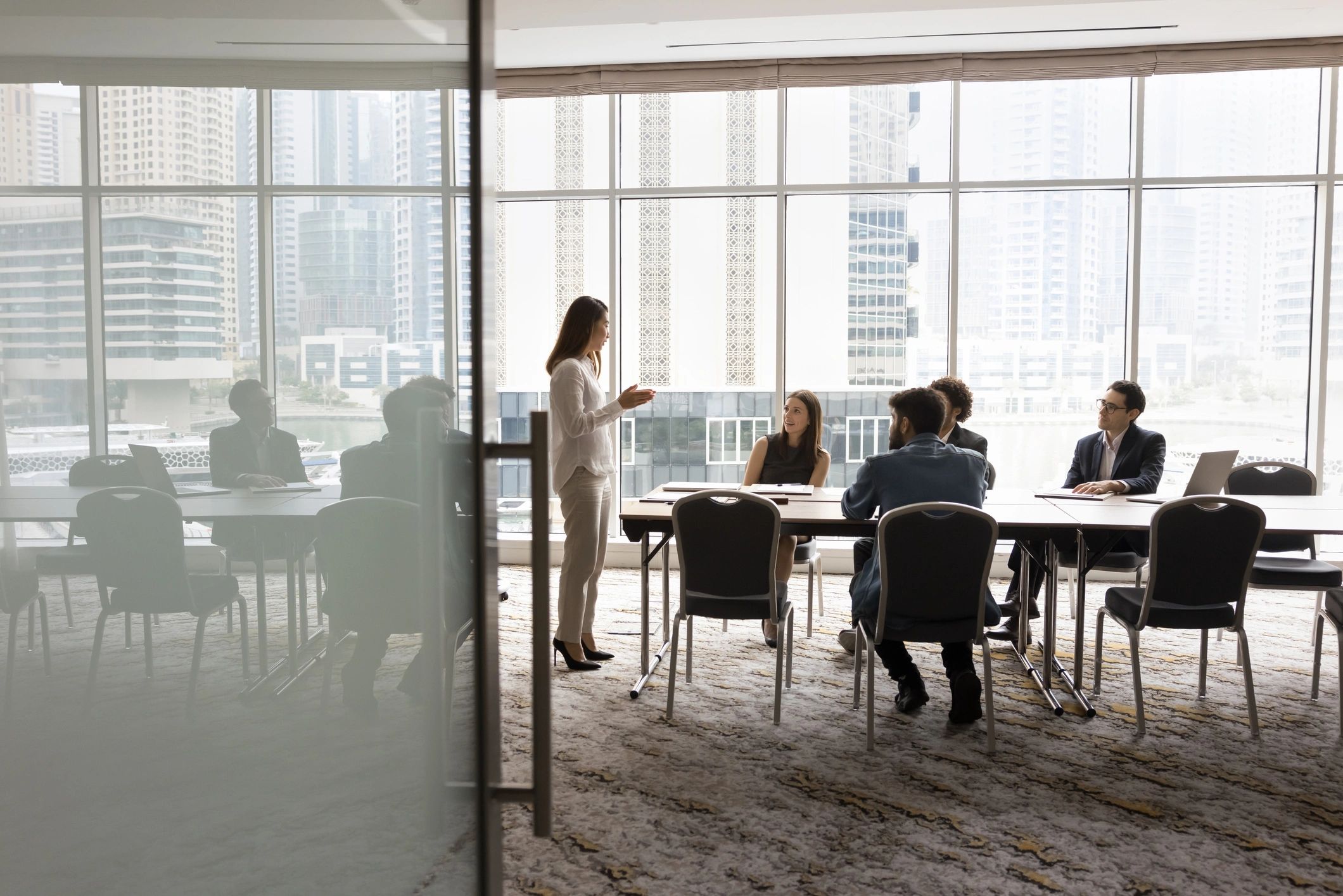 Leadership team meeting in conference room