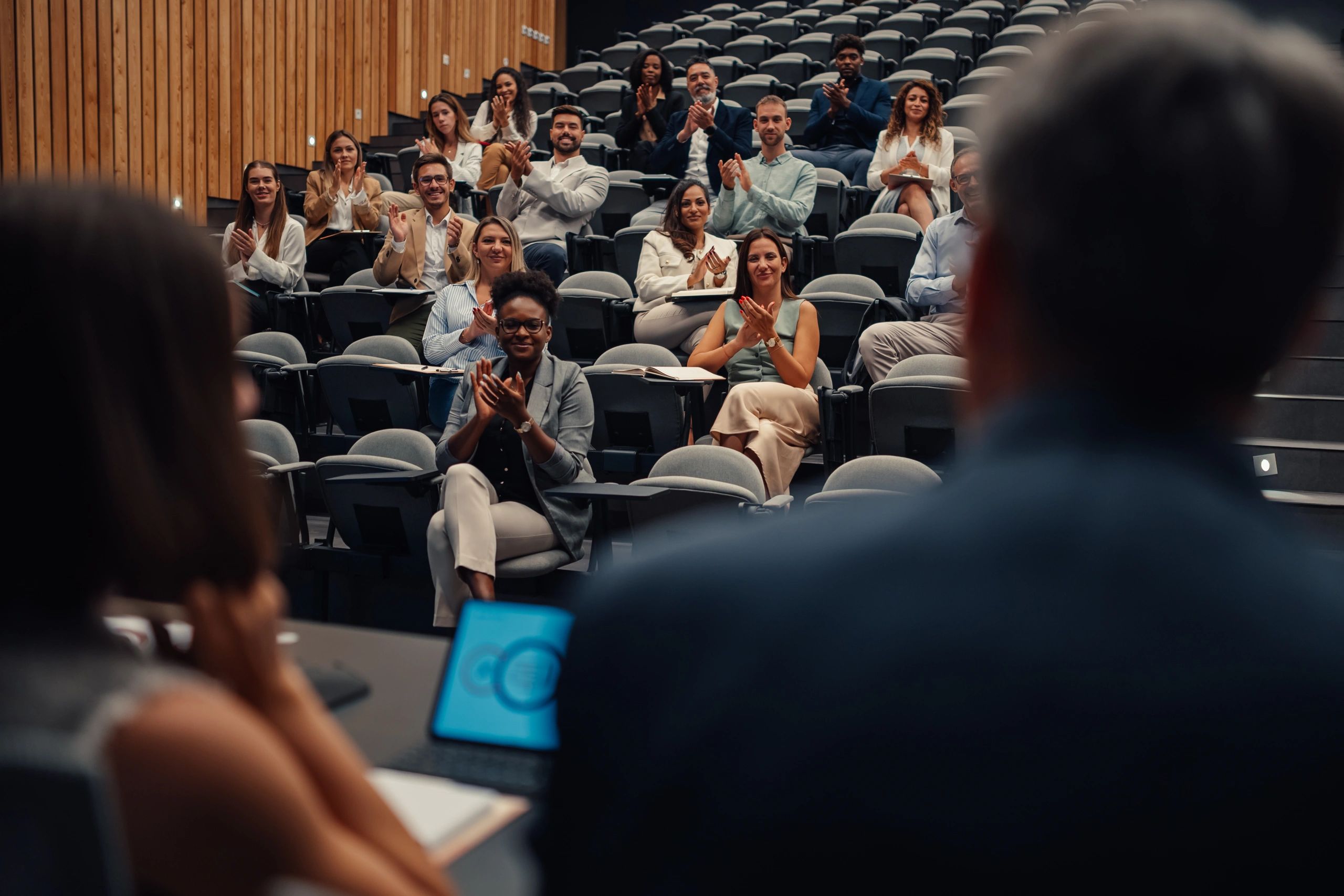 Audience engaged during a business presentation